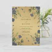 Invitation Mariage Pétale Indigo Ocre (Debout devant)