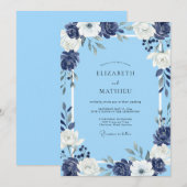 Invitation Mariage Pétale Indigo Pervenche (Devant / Derrière)