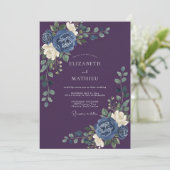 Invitation Mariage Pétale Indigo Prune (Debout devant)