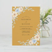 Invitation Mariage pétale ivoire moutarde (Debout devant)
