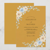Invitation Mariage pétale ivoire moutarde (Devant / Derrière)