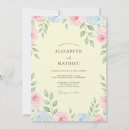 Invitation Mariage pétale jaune beurre (Devant)