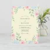 Invitation Mariage pétale jaune beurre (Debout devant)