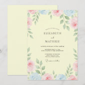Invitation Mariage pétale jaune beurre (Devant / Derrière)