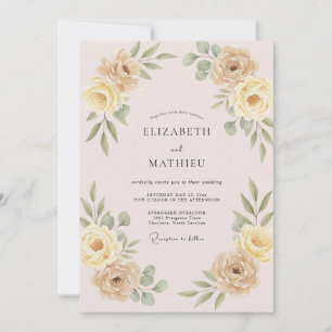 Invitation Mariage pétale jaune Champagne