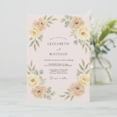 Invitation Mariage pétale jaune Champagne (Debout devant)
