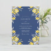 Invitation Mariage Pétale Jaune Indigo (Debout devant)