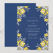 Invitation Mariage Pétale Jaune Indigo (Devant / Derrière)