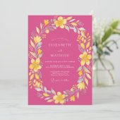 Invitation Mariage Pétale Jaune Magenta (Debout devant)