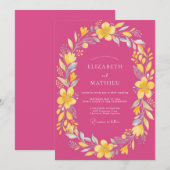 Invitation Mariage Pétale Jaune Magenta (Devant / Derrière)