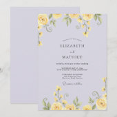 Invitation Mariage Pétale Jaune Pervenche (Devant / Derrière)