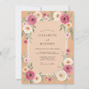 Invitation Mariage Pétale Mauve Abricot