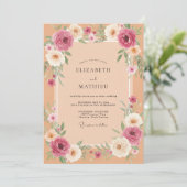 Invitation Mariage Pétale Mauve Abricot (Debout devant)