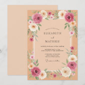 Invitation Mariage Pétale Mauve Abricot (Devant / Derrière)
