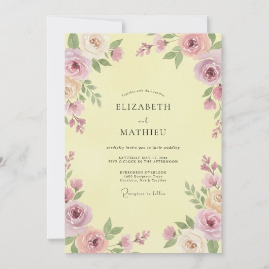 Invitation Mariage pétale mauve beurré (Devant)