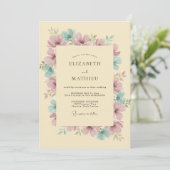 Invitation Mariage pétale mauve Champagne (Debout devant)