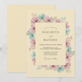 Invitation Mariage pétale mauve Champagne (Devant / Derrière)