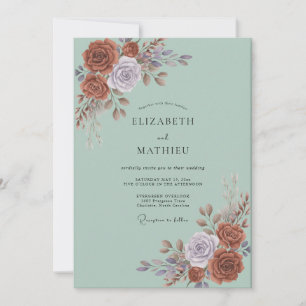 Invitation Mariage Pétale Mauve Cuivre