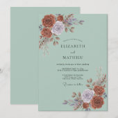 Invitation Mariage Pétale Mauve Cuivre (Devant / Derrière)