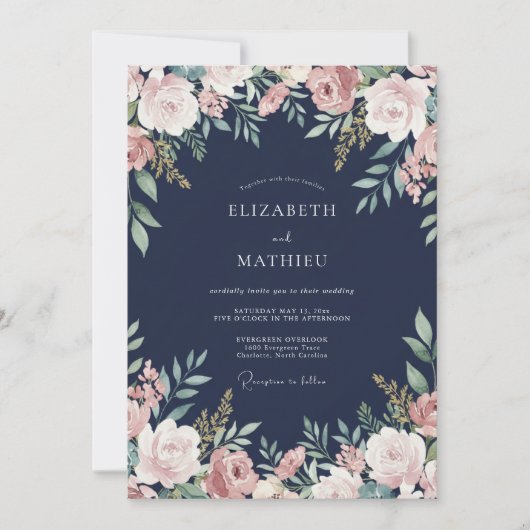 Invitation Mariage Pétale Mauve de Minuit (Devant)