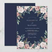 Invitation Mariage Pétale Mauve de Minuit (Devant / Derrière)