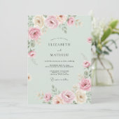 Invitation Mariage pétale mauve menthe (Debout devant)