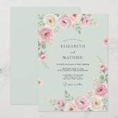 Invitation Mariage pétale mauve menthe (Devant / Derrière)