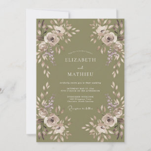Invitation Mariage Pétale Mauve Olive