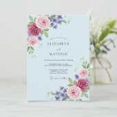 Invitation Mariage Pétale Mauve Pervenche (Debout devant)