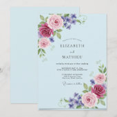 Invitation Mariage Pétale Mauve Pervenche (Devant / Derrière)