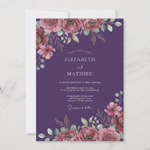 Invitation Mariage Pétale Mauve Poussiéreuse de Prunier