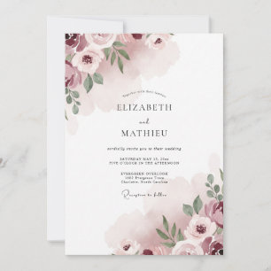 Invitation Mariage Pétale Mauve Rosé