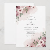 Invitation Mariage Pétale Mauve Rosé (Devant / Derrière)
