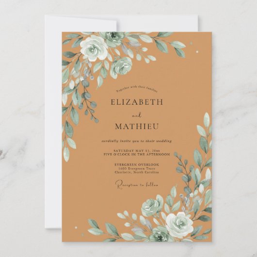 Invitation Mariage Pétale Océanique Ocres (Devant)
