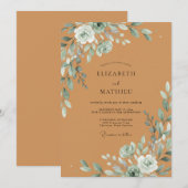 Invitation Mariage Pétale Océanique Ocres (Devant / Derrière)