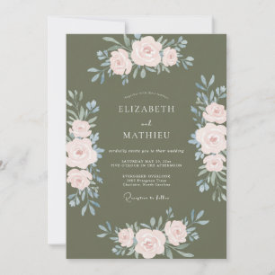 Invitation Mariage Pétale Olivâtre