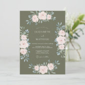 Invitation Mariage Pétale Olivâtre (Debout devant)