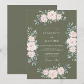 Invitation Mariage Pétale Olivâtre (Devant / Derrière)