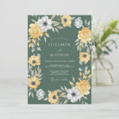 Invitation Mariage Pétale Olive Moutarde (Debout devant)