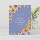 Invitation Mariage Pétale Or Pervenche (Debout devant)