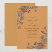 Invitation Mariage Petale Peinte en Ocre (Devant / Derrière)
