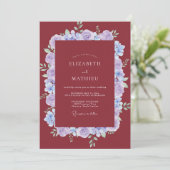 Invitation Mariage Pétale Pervenche Bordeaux (Debout devant)
