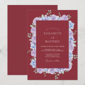 Invitation Mariage Pétale Pervenche Bordeaux (Devant / Derrière)