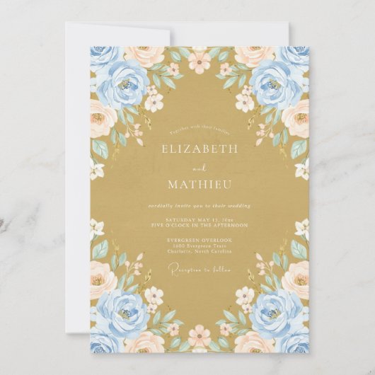 Invitation Mariage Pétale Pérywinkle Ocre (Devant)