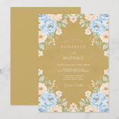 Invitation Mariage Pétale Pérywinkle Ocre (Devant / Derrière)