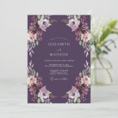 Invitation Mariage Pétale Pourpre Prune (Debout devant)