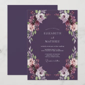 Invitation Mariage Pétale Pourpre Prune (Devant / Derrière)