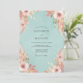 Invitation Mariage pétale rose aqua (Debout devant)