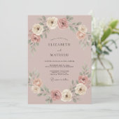 Invitation Mariage pétale rose Champagne (Debout devant)