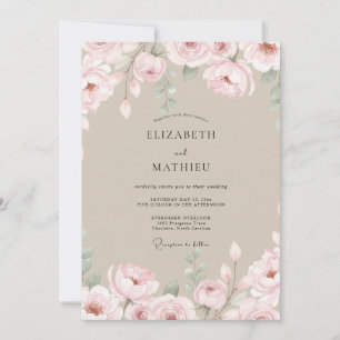 Invitation Mariage pétale rose champagne